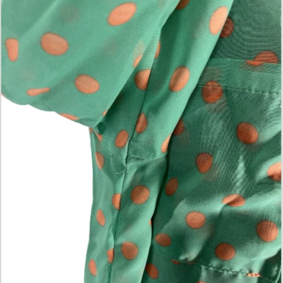 Moon Collection Large Sheer Polka Dot Multi Color 3/4 Sleeve Blouse w/pockets - Picture 11 of 16